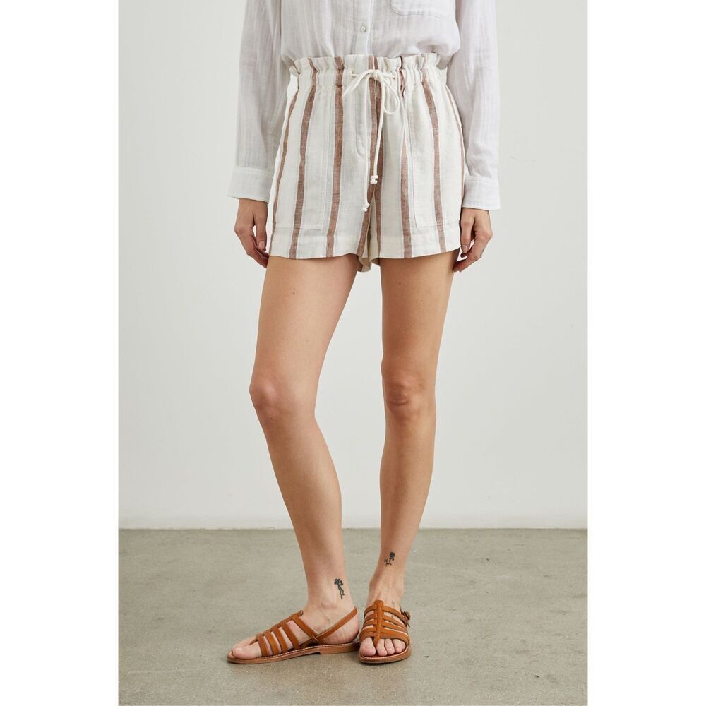 Rails Shorts Foster Coconut Linen Stripe White‎ Brown size Large